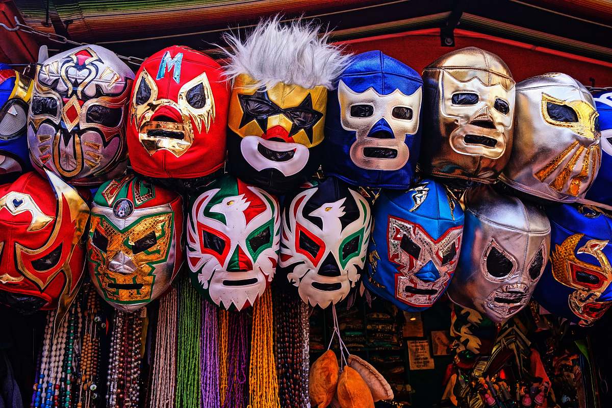 Los Angeles Assortedcolor Of Masks Hanged On Rod United States Image